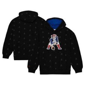 New England Patriots Apparel Mens Medium Black Throwback Pullover Hoodie NWT